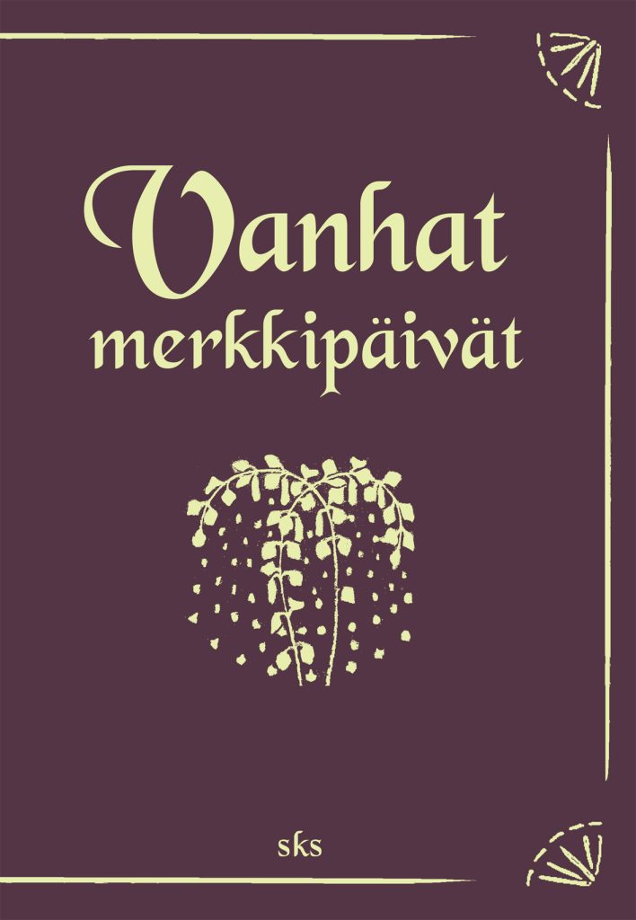 Kirjan kansi, kullanväristä kuviointia.